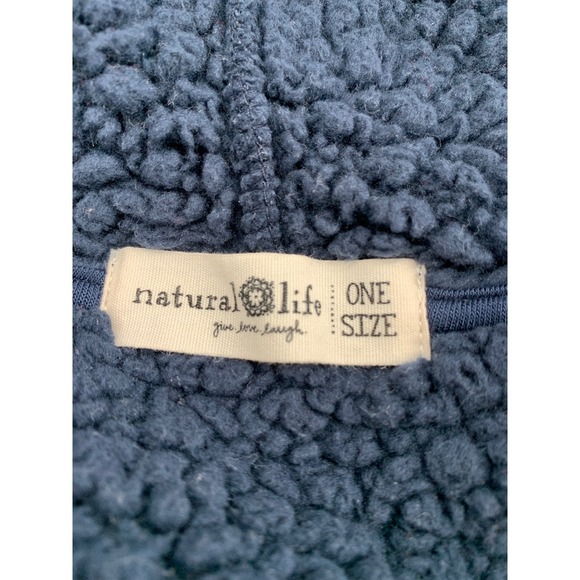 Natural Life Sweater Womens One Size Navy Blue Teddy Fleece Fringe Trim Boho - Picture 3 of 8